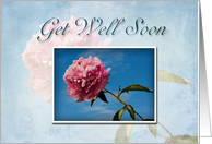 Get Well Soon Pink Flower and Blue Sky card