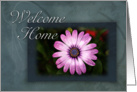 Welcome Home Pink Flower with Green and Blue Background card