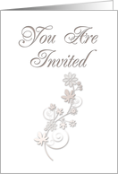 You Are Invited, Flowers with White Background card