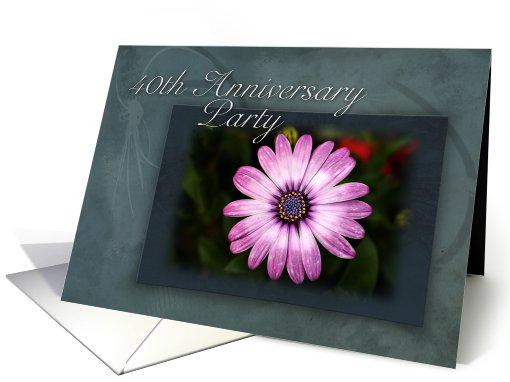 40th Anniversary Party Invitation, Pink Flower with Green... (644119)
