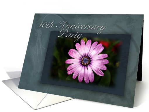 10th Anniversary Party Invitation, Pink Flower with Green... (644124)