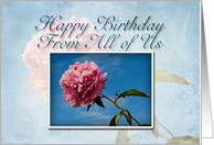 From All of Us Happy Birthday, Pink Flower with Blue Sky card