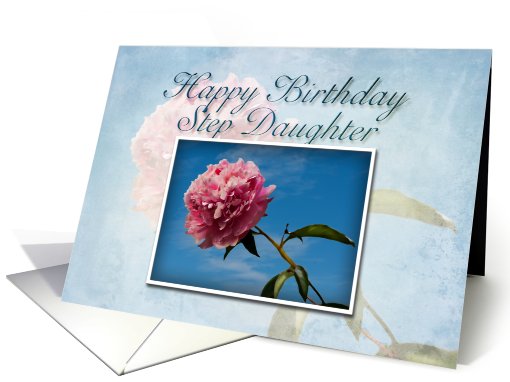 Step Daughter Happy Birthday, Pink Flower with Blue Sky card (644140)