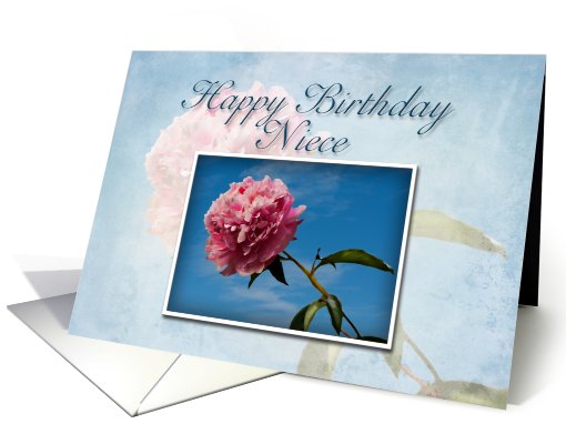 Niece Happy Birthday, Pink Flower with Blue Sky card (644142)