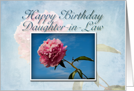 Daughter-in-Law Happy Birthday, Pink Flower with Blue Sky card