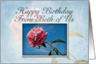 From Both of Us Happy Birthday, Pink Flower with Blue Sky card