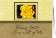 From All of Us Happy Easter, Yellow Flower with Yellow and Tan Background card