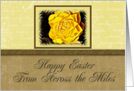 From Across the Miles Happy Easter, Yellow Flower with Yellow and Tan Background card