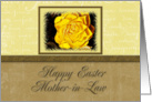 Mother-in-Law Happy Easter, Yellow Flower with Yellow and Tan Background card
