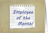 Employee of the Month, Piece of Lined Paper card