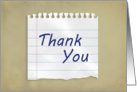 Tutor Thank You, Piece of Lined Paper card