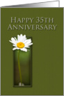 Happy 35th Anniversary, White Daisy on Green Background card