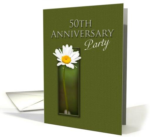 50th Anniversary Party Invitation, White Daisy on Green... (646658)