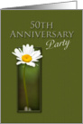 50th Anniversary Party Invitation, White Daisy on Green Background card