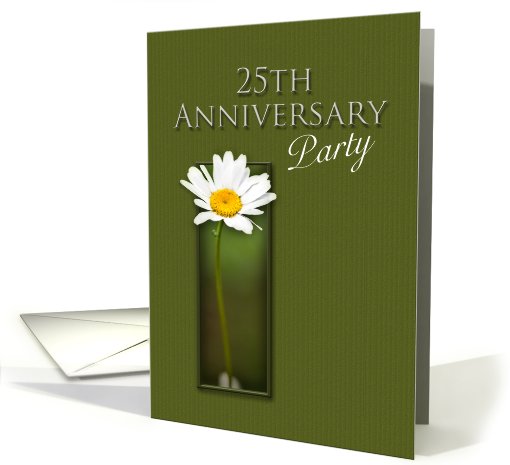 25th Anniversary Party Invitation, White Daisy on Green... (646660)