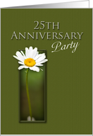 25th Anniversary Party Invitation, White Daisy on Green Background card