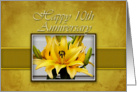 Happy 10th Anniversary, Yellow Lily on Yellow Background card
