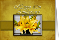 Happy 45th Anniversary, Yellow Lily on Yellow Background card