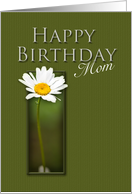 Mom Happy Birthday, White Daisy on Green Background card