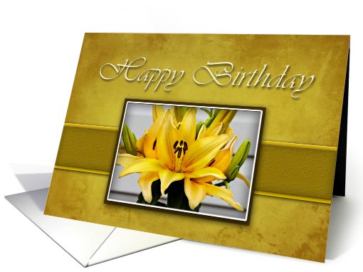 Happy Birthday, Yellow Lily on Yellow Background card (646715)