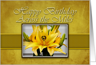Across the Miles Happy Birthday, Yellow Lily on Yellow Background card