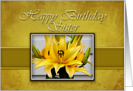 Sister Happy Birthday, Yellow Lily on Yellow Background card