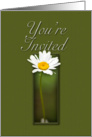 You’re Invited Invitation, White Daisy on Green Background card