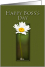 Happy Boss’s Day, White Daisy on Green Background card