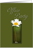 Office Party Invitation, White Daisy on Green Background card