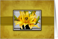 Blank Notecard, Yellow Lily on Yellow Background card