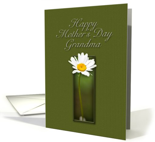 Grandma Happy Mother`s Day, White Daisy on Green Background card