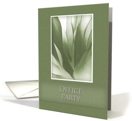 Office Party Invitation, Green Abstract on Green Background card