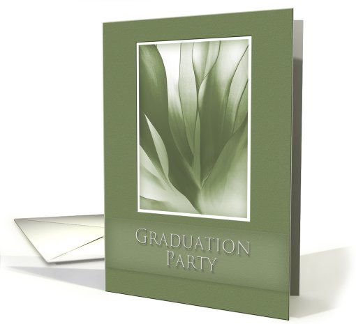 Graduation Party Invitation, Green Abstract on Green Background card