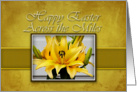 Across the Miles Happy Easter, Yellow Lily on Yellow Background card