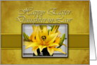 Daughter-in-Law Happy Easter, Yellow Lily on Yellow Background card