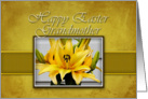 Grandmother Happy Easter, Yellow Lily on Yellow Background card