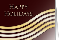Happy Holidays Red Background with Curved Gold Stripes card