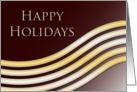 Happy Holidays Red Background with Curved Gold Stripes card