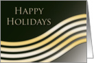 Happy Holidays, Green Background with Curved Gold Stripes card