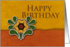 Happy Birthday, Yellow Flower with Orange and Deep Yellow Background card