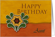 Aunt Happy Birthday, Yellow Flower with Orange and Deep Yellow Background card