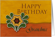Grandma Happy Birthday, Yellow Flower with Orange and Deep Yellow Background card
