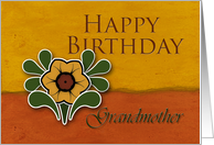 Grandmother Happy Birthday, Yellow Flower ,Orange and Deep Yellow Background card