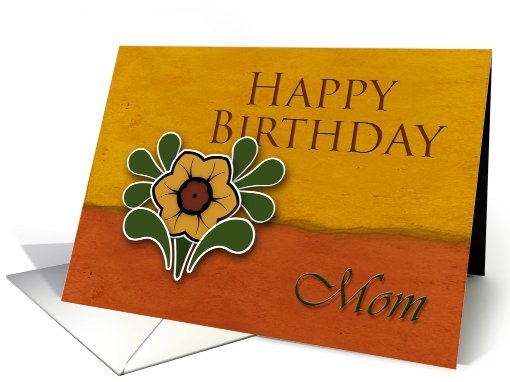 Mom Happy Birthday, Yellow Flower with Orange and Deep... (649858)