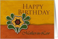 Mother-in-Law Happy Birthday, Yellow Flower, Orange and Deep Yellow Background card