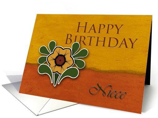 Niece Happy Birthday, Yellow Flower with Orange and Deep... (649862)