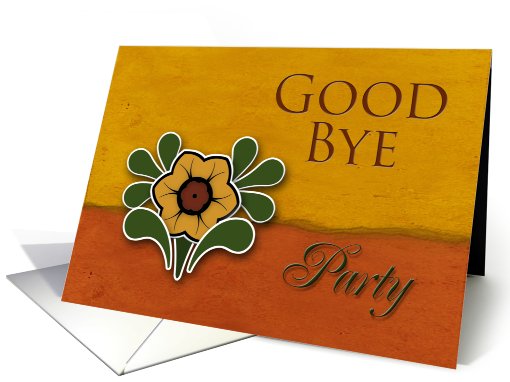 Good Bye Party Invitation, Yellow Flower, Orange and Deep... (650078)