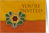 You’re Invited Invitation, Yellow Flower with Orange and Deep Yellow Background card