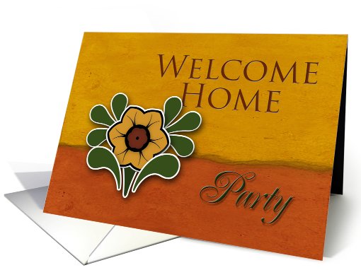 Welcome Home Party Invitation, Yellow Flower, Orange and... (650082)