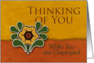 Thinking of You While You are Deployed, Yellow Flower, Orange & Deep Yellow Background card